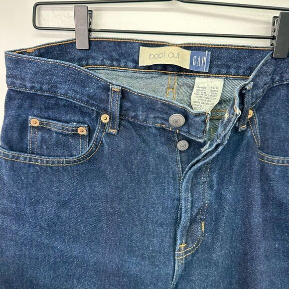 Gap Vintage Y2K Women’s Dark Wash Hidden Button Fly Bootcut High Rise Ridged 100 - Picture 5 of 7